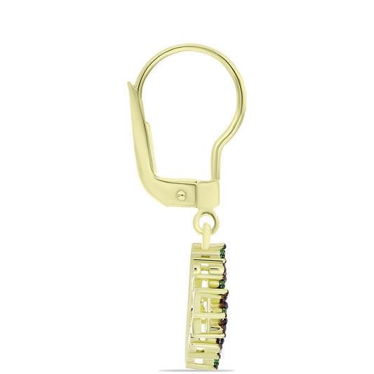 Cercei din Argint 925 Placat cu Aur ( 2.31 grame ) cu Diamant Verde 0.2 Carate
