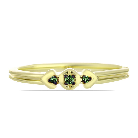 Inel din Argint 925 Placat cu Aur ( 1.38 grame ) cu Diamant Verde 0.03 Carate