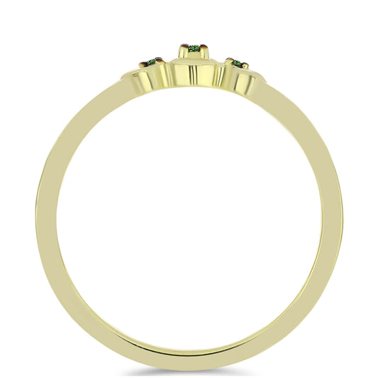Inel din Argint 925 Placat cu Aur ( 1.38 grame ) cu Diamant Verde 0.03 Carate