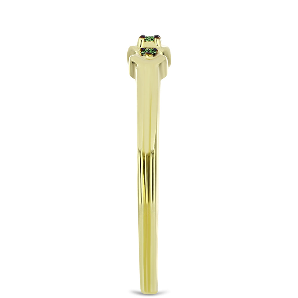 Inel din Argint 925 Placat cu Aur ( 1.38 grame ) cu Diamant Verde 0.03 Carate 4 
