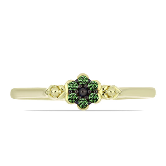 Inel din Argint 925 Placat cu Aur ( 1.66 grame ) cu Diamant Verde 0.07 Carate
