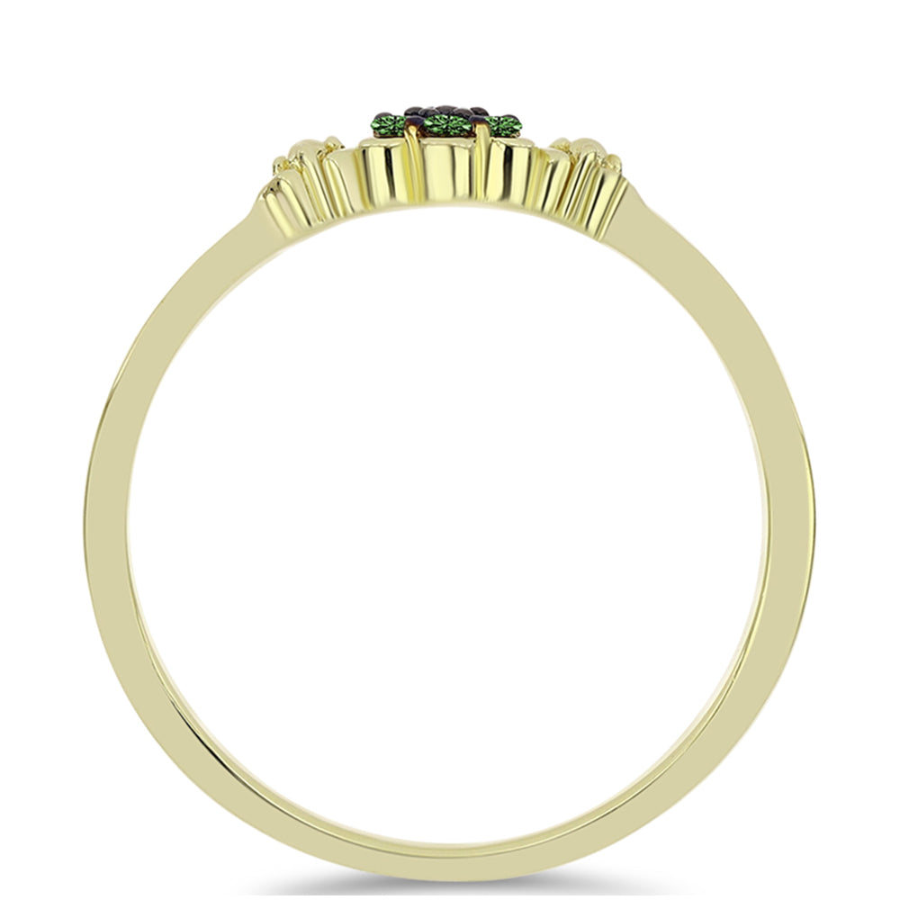 Inel din Argint 925 Placat cu Aur ( 1.66 grame ) cu Diamant Verde 0.07 Carate 2 