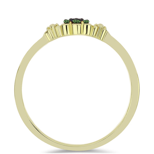 Inel din Argint 925 Placat cu Aur ( 1.66 grame ) cu Diamant Verde 0.07 Carate