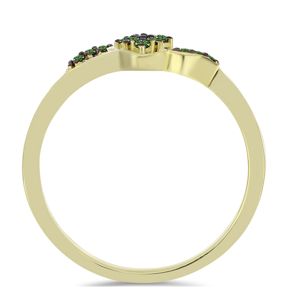 Inel din Argint 925 Placat cu Aur ( 2.01 grame ) cu Diamant Verde 0.15 Carate 2 