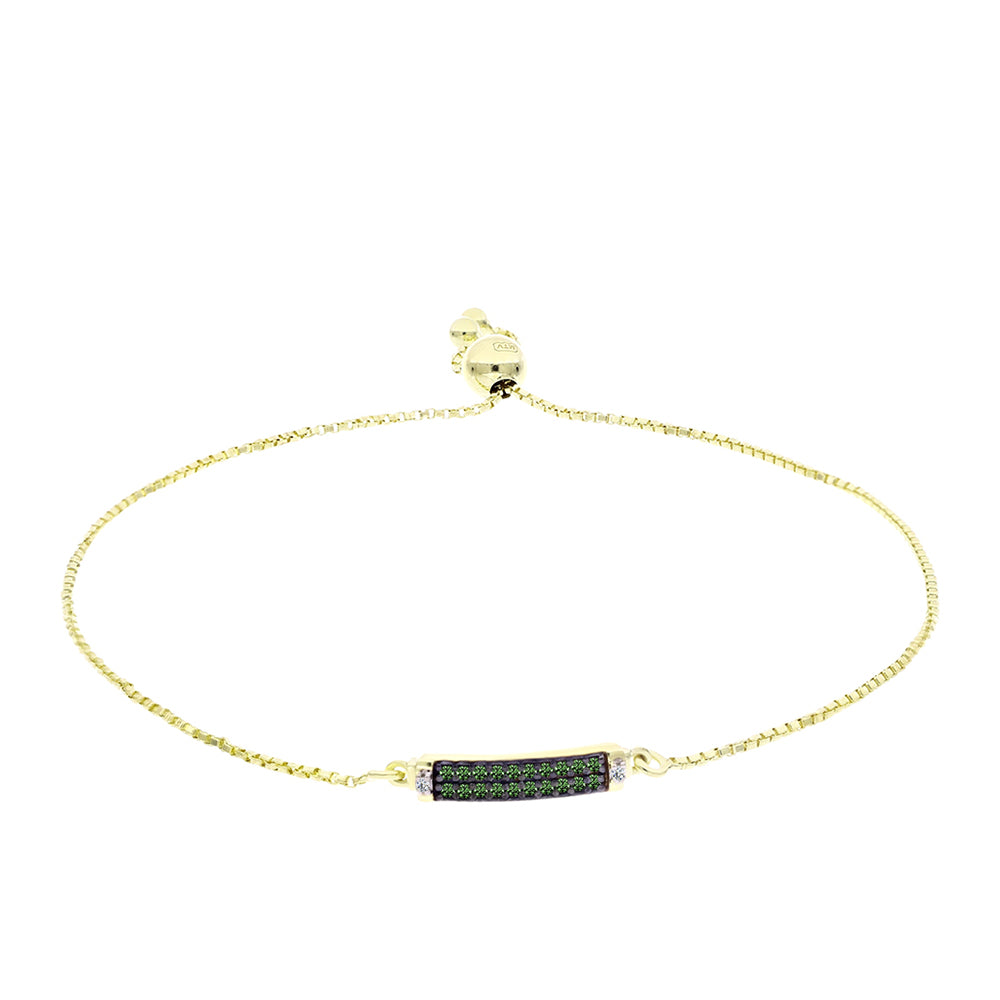 Brățară din Argint 925 Placat cu Aur ( 2.73 grame ) cu Diamant Verde și Diamant Alb 0.15 Carate 1 
