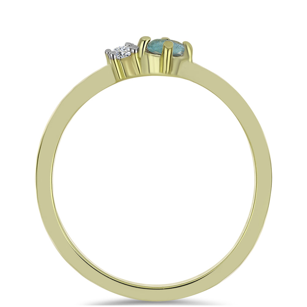 Inel din Argint 925 Placat cu Aur ( 1.52 grame ) cu Labradorit și Topaz Alb 0.17 Carate 2 