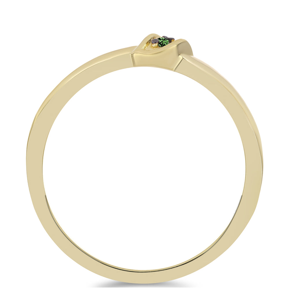 Inel din Argint 925 Placat cu Aur ( 1.72 grame ) cu Diamant Verde 0.02 Carate 2 