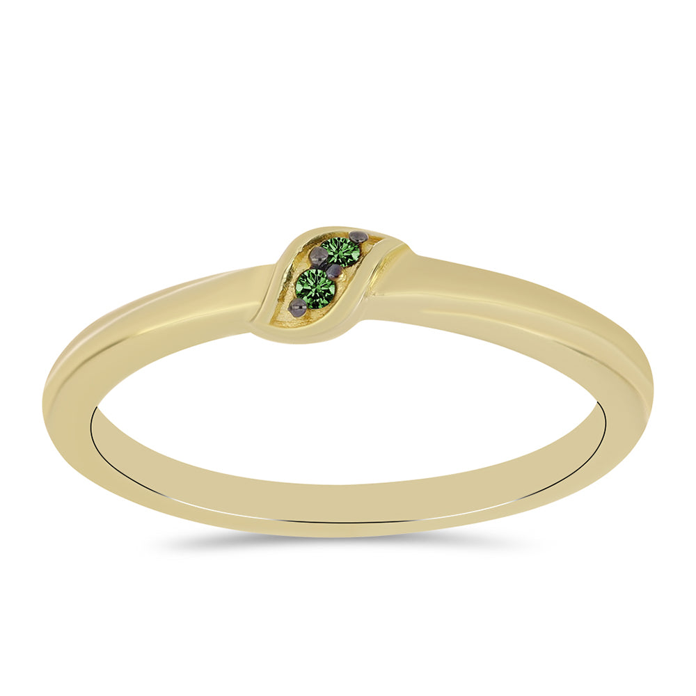 Inel din Argint 925 Placat cu Aur ( 1.72 grame ) cu Diamant Verde 0.02 Carate 3 