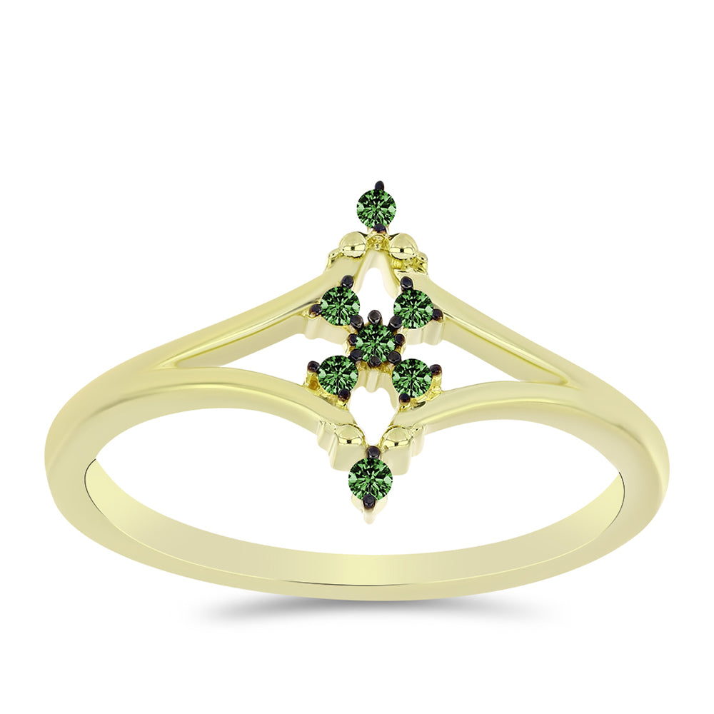 Inel din Argint 925 Placat cu Aur ( 1.87 grame ) cu Diamant Verde 0.08 Carate