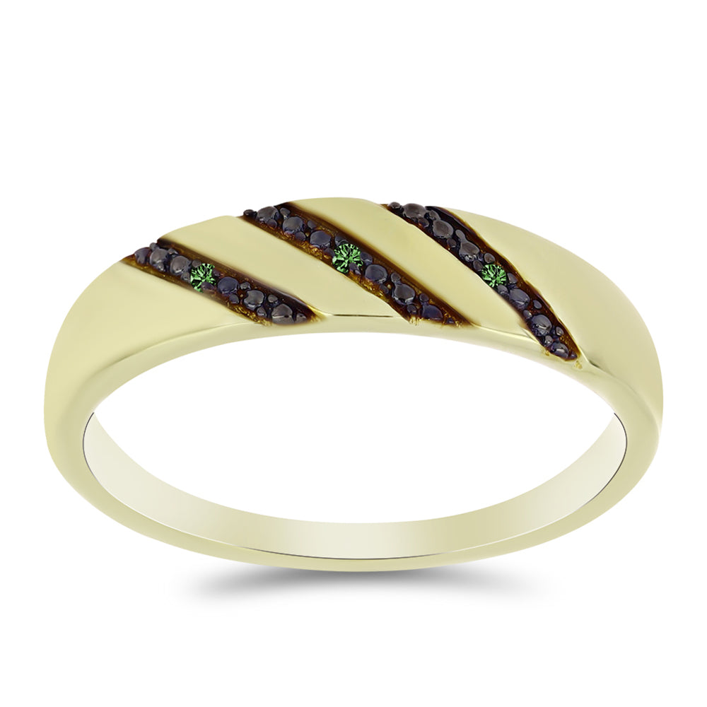 Inel din Argint 925 Placat cu Aur ( 2.96 grame ) cu Diamant Verde 0.02 Carate