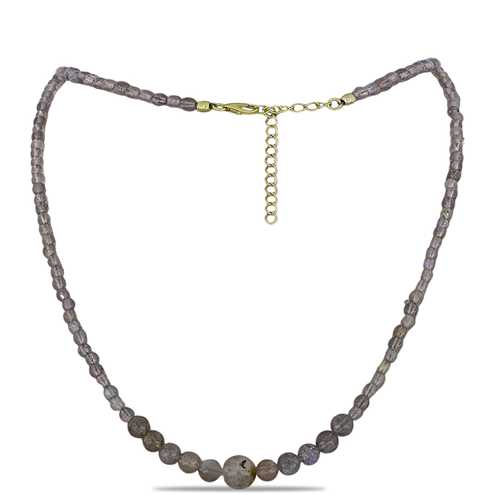 Colier din Argint 925 Placat cu Aur ( 0.88 grame ) cu Labradorit 57.38 Carate 1 