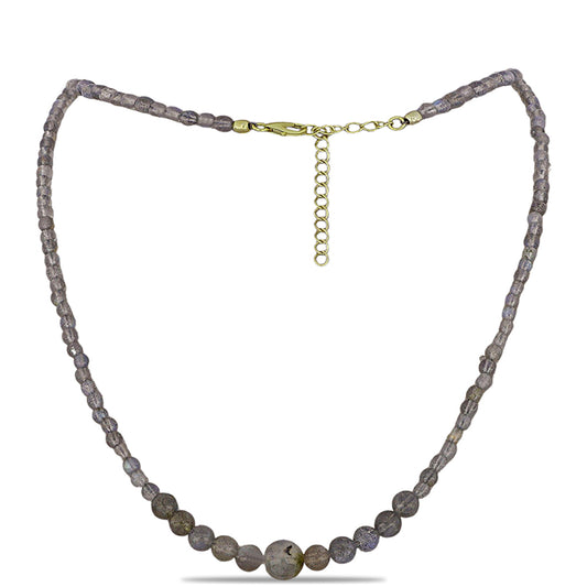 Colier din Argint 925 Placat cu Aur ( 0.88 grame ) cu Labradorit 57.38 Carate