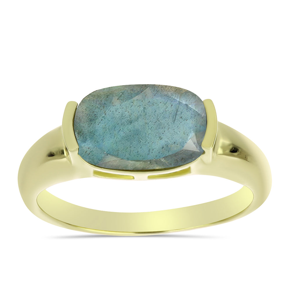 Inel din Argint 925 Placat cu Aur ( 3.31 grame ) cu Labradorit 3.35 Carate 3 