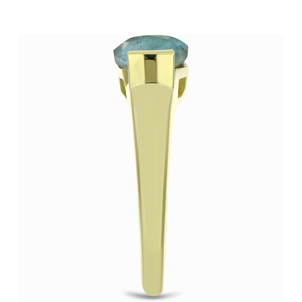 Inel din Argint 925 Placat cu Aur ( 3.31 grame ) cu Labradorit 3.35 Carate 4 