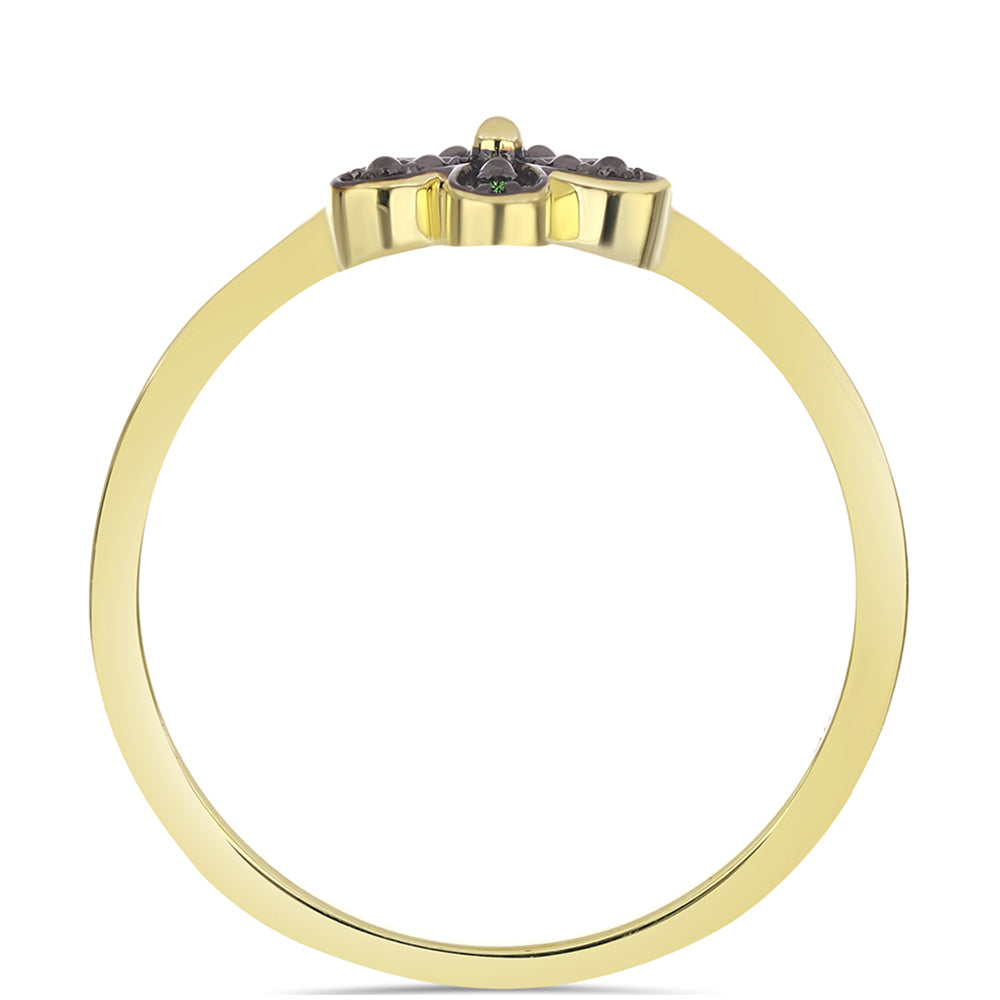 Inel din Argint 925 Placat cu Aur ( 1.8 grame ) cu Diamant Verde 0.02 Carate