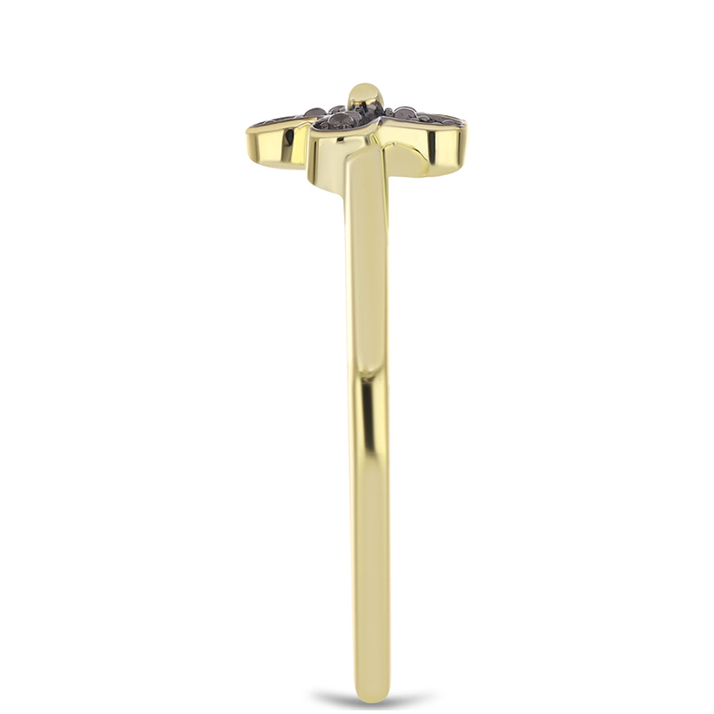 Inel din Argint 925 Placat cu Aur ( 1.8 grame ) cu Diamant Verde 0.02 Carate 4 