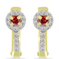 Cercei din Argint 925 Placat cu Aur ( 2.99 grame ) cu Moissanite Roșu Majestic și Topaz Alb 0.54 Carate