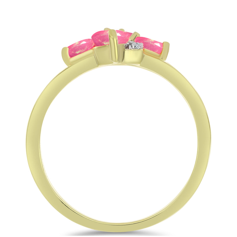 Inel din Argint 925 Placat cu Aur ( 2.68 grame ) cu Opal Etiopian Roz Lega Dembi și Topaz Alb 0.91 Carate 2 