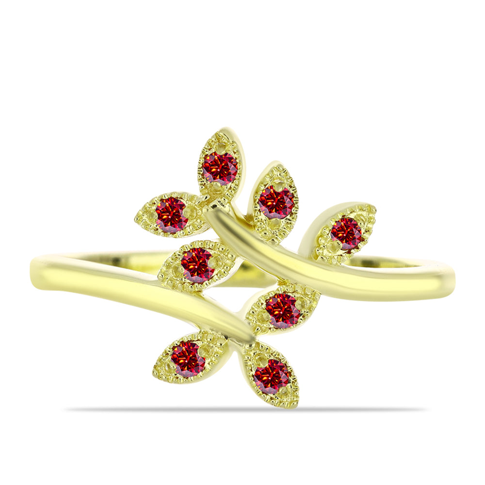 Inel din Argint 925 Placat cu Aur ( 2.74 grame ) cu Moissanite Roșu Majestic 0.1 Carate 1 