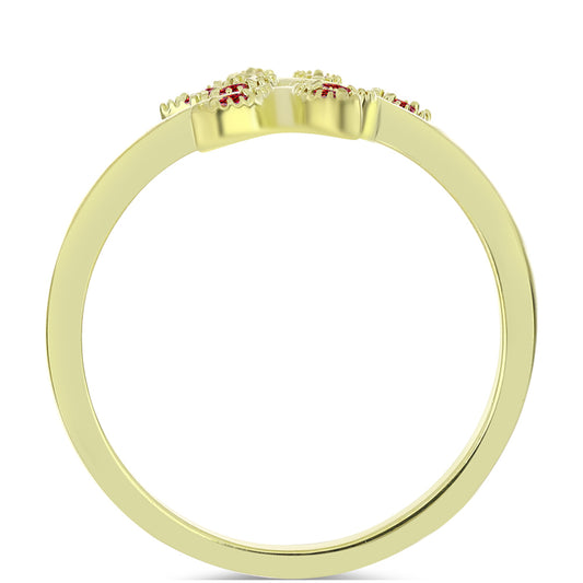 Inel din Argint 925 Placat cu Aur ( 2.74 grame ) cu Moissanite Roșu Majestic 0.1 Carate
