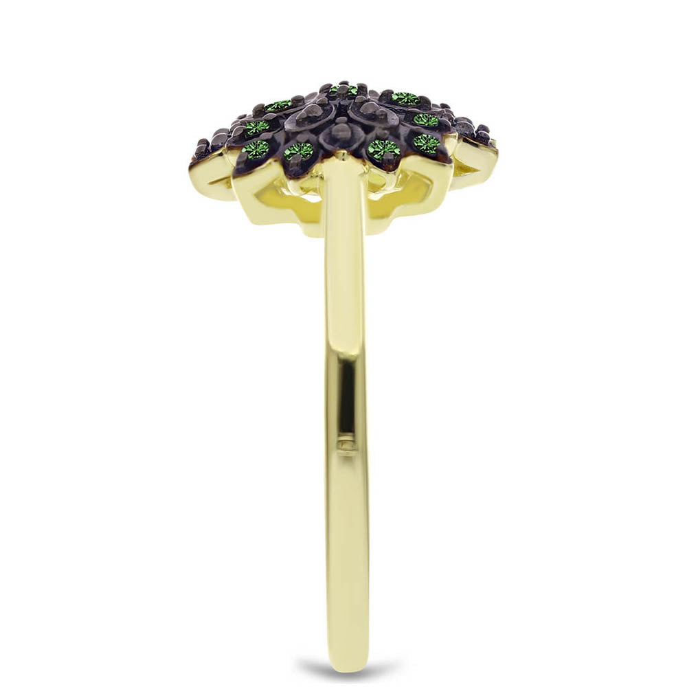 Inel din Argint 925 Placat cu Aur ( 3.04 grame ) cu Diamant Verde 0.11 Carate