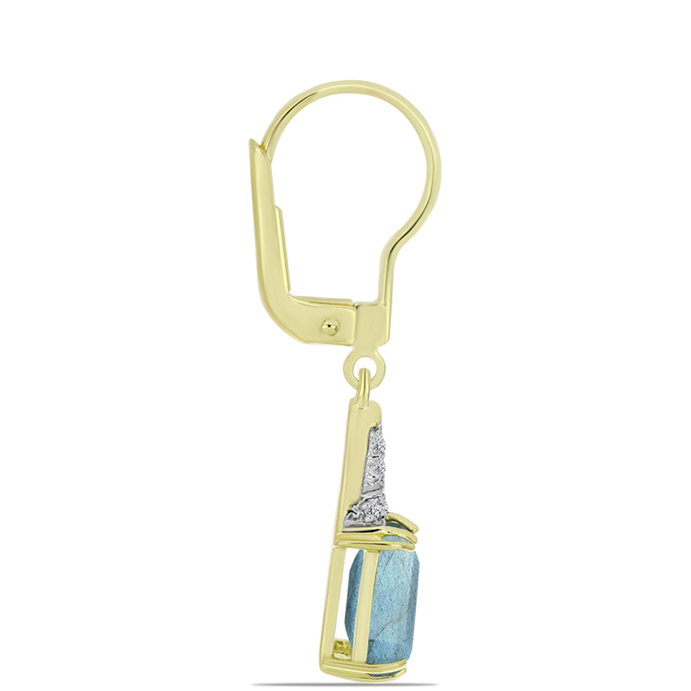 Cercei din Argint 925 Placat cu Aur ( 2.29 grame ) cu Labradorit și Topaz Alb 3.37 Carate 2 