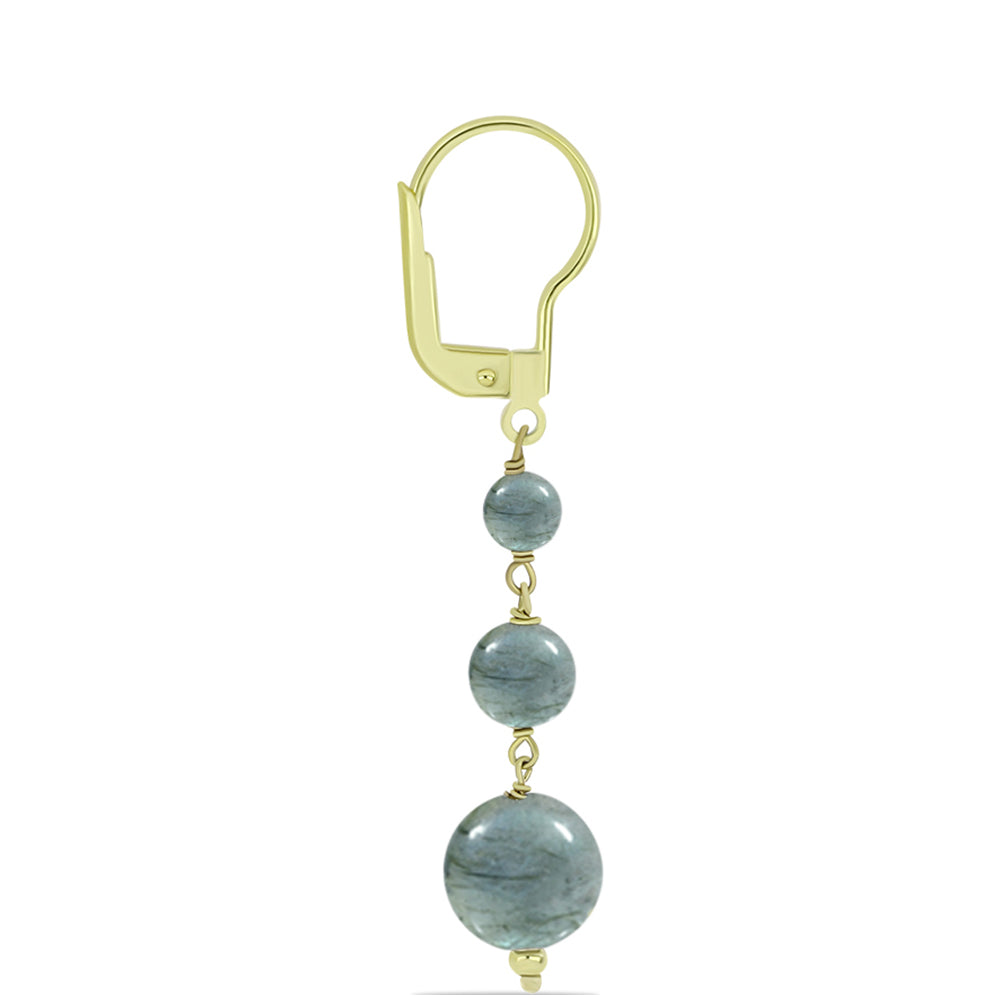 Cercei din Argint 925 Placat cu Aur ( 1.09 grame ) cu Labradorit 12.68 Carate 2 