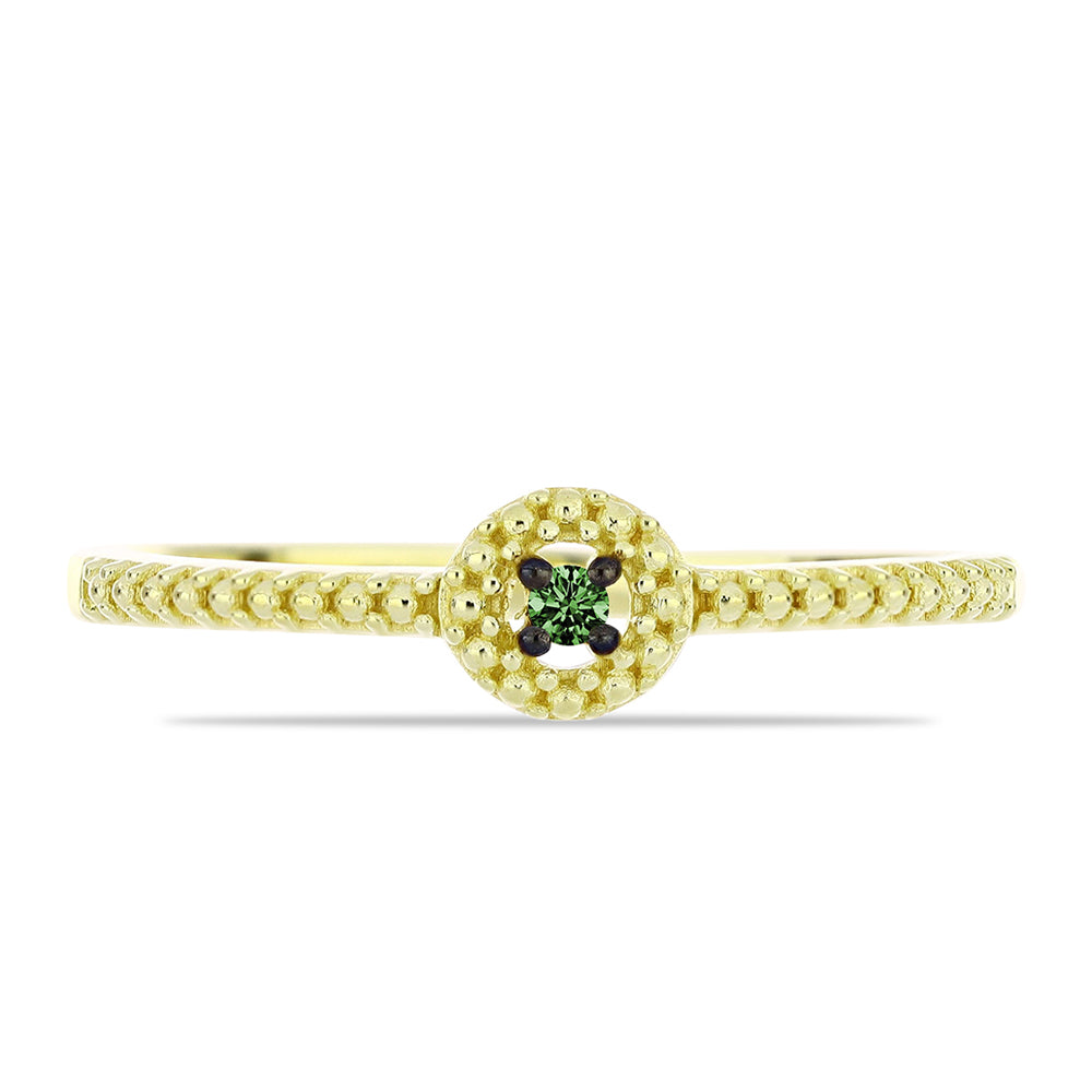 Inel din Argint 925 Placat cu Aur ( 1.78 grame ) cu Diamant Verde 0.03 Carate