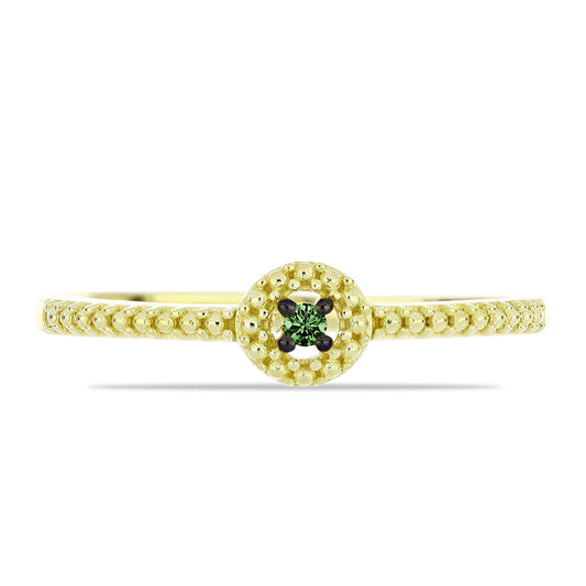 Inel din Argint 925 Placat cu Aur ( 1.78 grame ) cu Diamant Verde 0.03 Carate