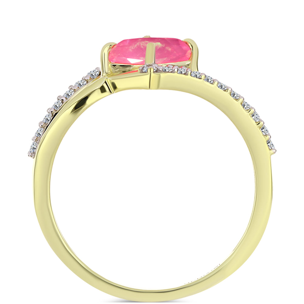 Inel din Argint 925 Placat cu Aur ( 2.04 grame ) cu Opal Etiopian Roz Lega Dembi și Topaz Alb 0.69 Carate 2 