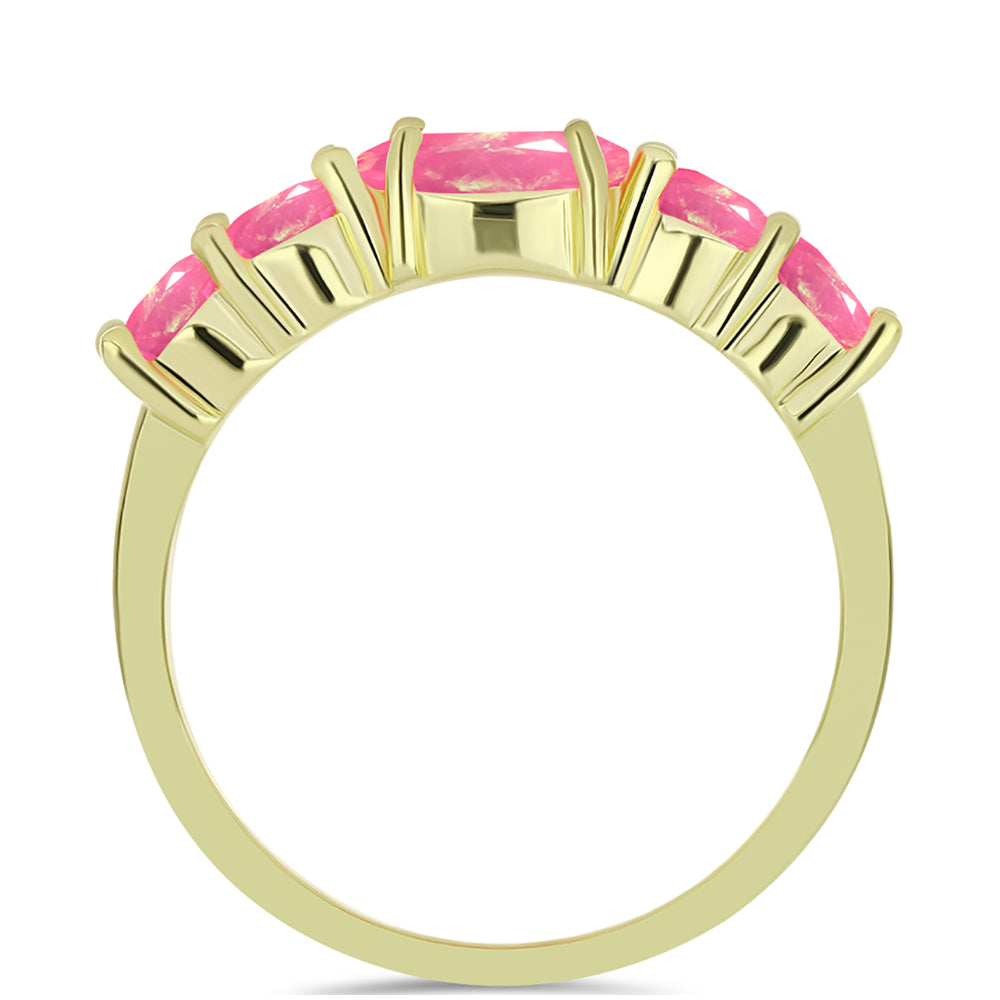 Inel din Argint 925 Placat cu Aur ( 2.5 grame ) cu Opal Etiopian Roz Lega Dembi 1.3 Carate