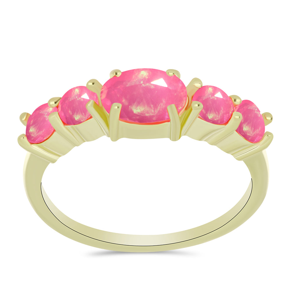 Inel din Argint 925 Placat cu Aur ( 2.5 grame ) cu Opal Etiopian Roz Lega Dembi 1.3 Carate