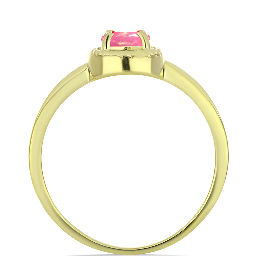 Inel din Argint 925 Placat cu Aur ( 1.96 grame ) cu Opal Etiopian Roz Lega Dembi 0.26 Carate