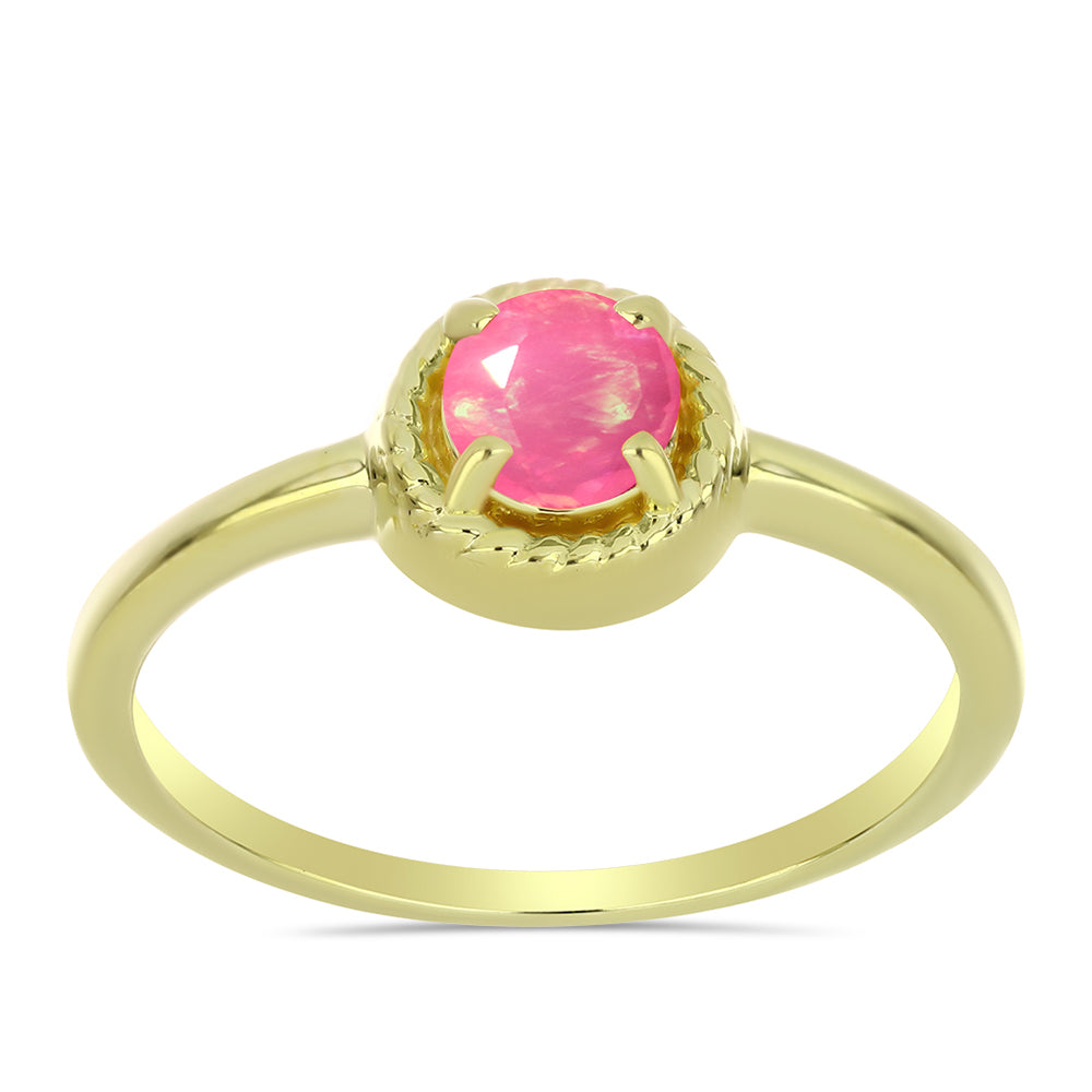 Inel din Argint 925 Placat cu Aur ( 1.96 grame ) cu Opal Etiopian Roz Lega Dembi 0.26 Carate 3 