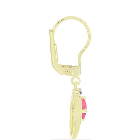 Cercei din Argint 925 Placat cu Aur ( 2.27 grame ) cu Opal Etiopian Roz Lega Dembi și Topaz Alb 0.72 Carate