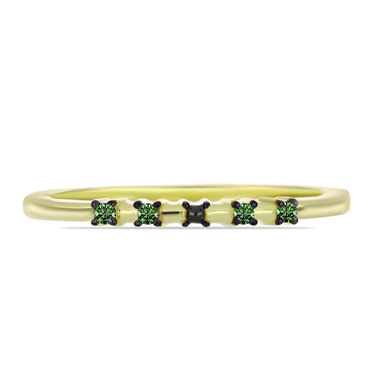 Inel din Argint 925 Placat cu Aur ( 1.55 grame ) cu Diamant Verde 0.06 Carate