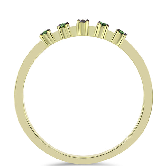 Inel din Argint 925 Placat cu Aur ( 1.55 grame ) cu Diamant Verde 0.06 Carate