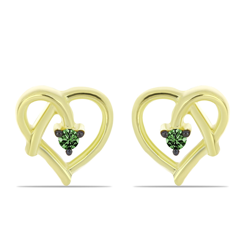 Cercei din Argint 925 Placat cu Aur ( 1.51 grame ) cu Diamant Verde 0.05 Carate