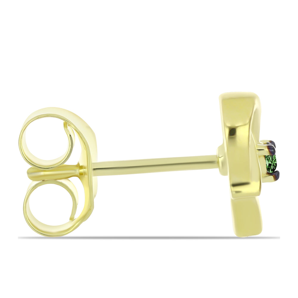 Cercei din Argint 925 Placat cu Aur ( 1.51 grame ) cu Diamant Verde 0.05 Carate 2 