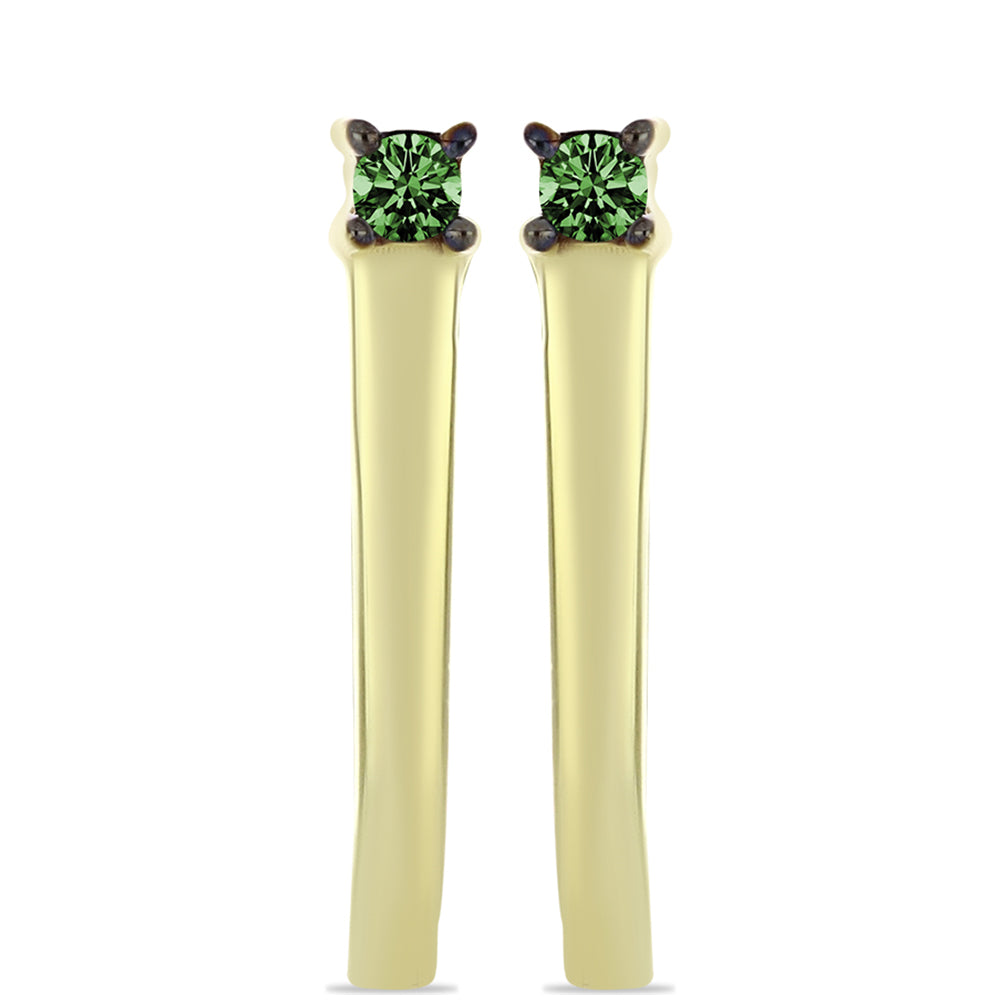 Cercei din Argint 925 Placat cu Aur ( 1.39 grame ) cu Diamant Verde 0.05 Carate 1 