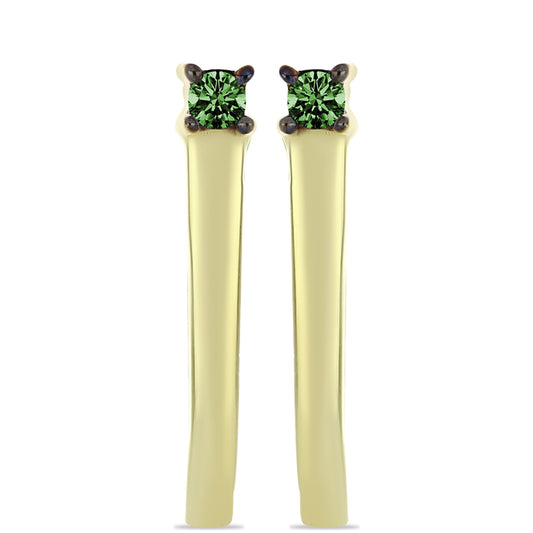 Cercei din Argint 925 Placat cu Aur ( 1.39 grame ) cu Diamant Verde 0.05 Carate