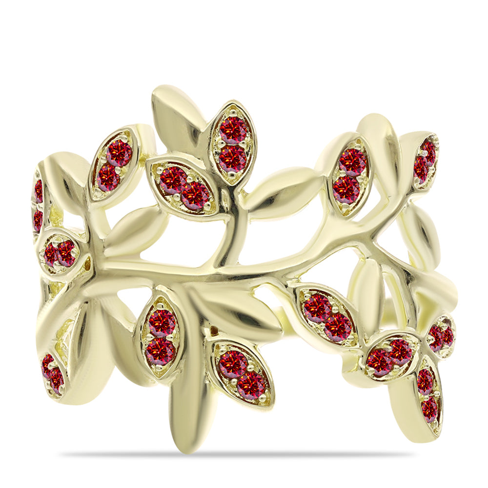 Inel din Argint 925 Placat cu Aur ( 3.73 grame ) cu Moissanite Roșu Majestic 0.22 Carate 2 