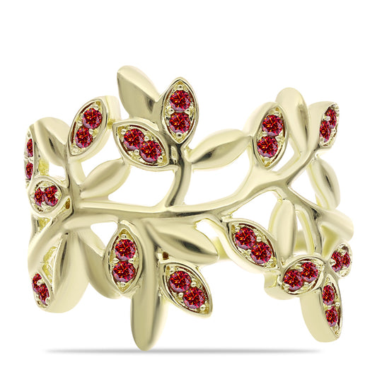 Inel din Argint 925 Placat cu Aur ( 3.73 grame ) cu Moissanite Roșu Majestic 0.22 Carate