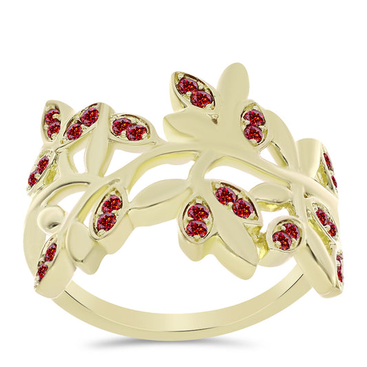 Inel din Argint 925 Placat cu Aur ( 3.73 grame ) cu Moissanite Roșu Majestic 0.22 Carate