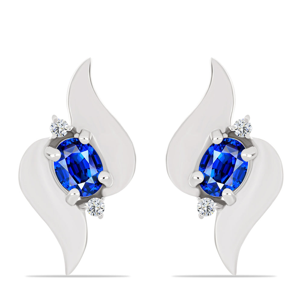 Cercei din Argint 925 ( 1.62 grame ) cu Safir Albastru Australian și Topaz Alb 0.54 Carate 1 