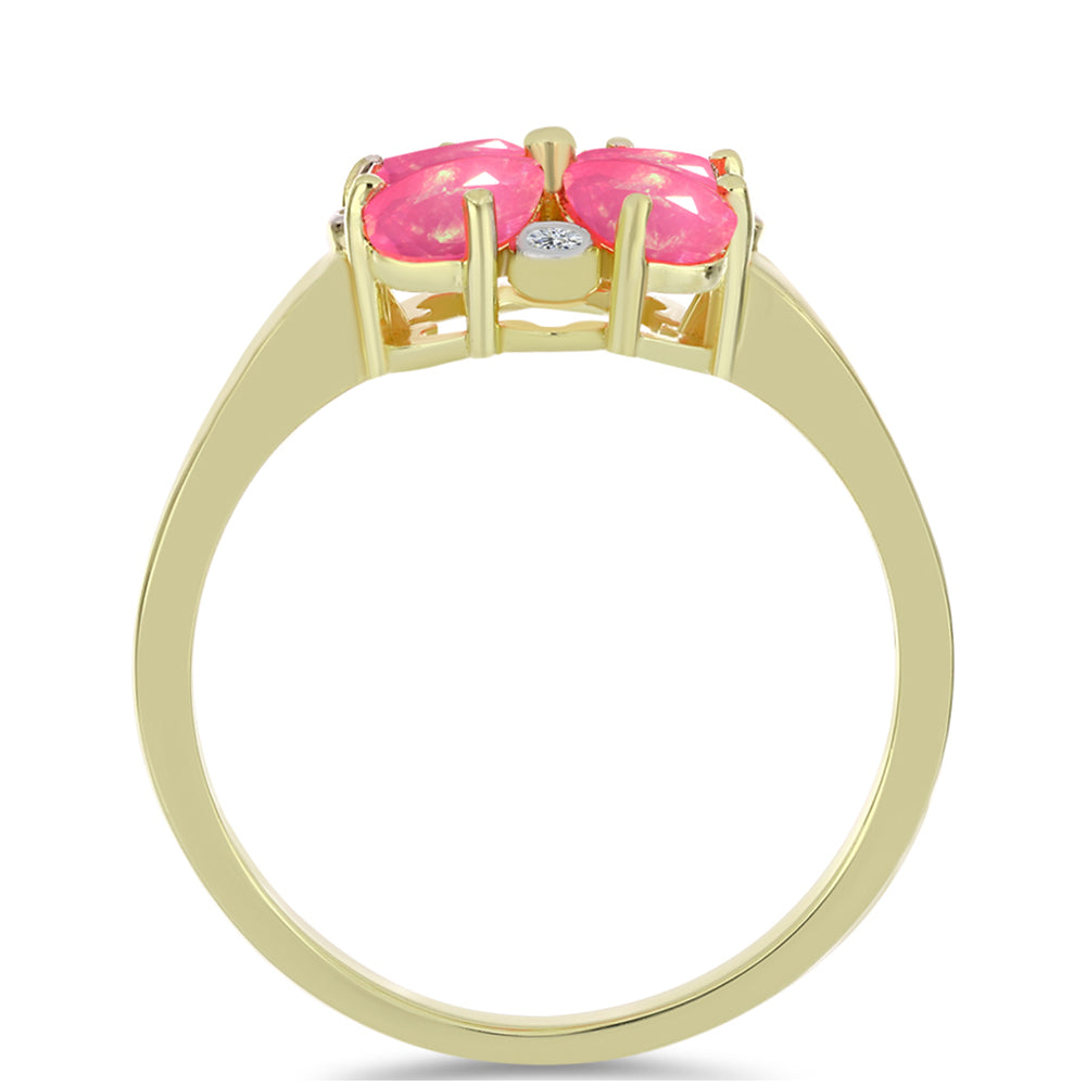 Inel din Argint 925 Placat cu Aur ( 2.57 grame ) cu Opal Etiopian Roz Lega Dembi și Topaz Alb 1.02 Carate 2 