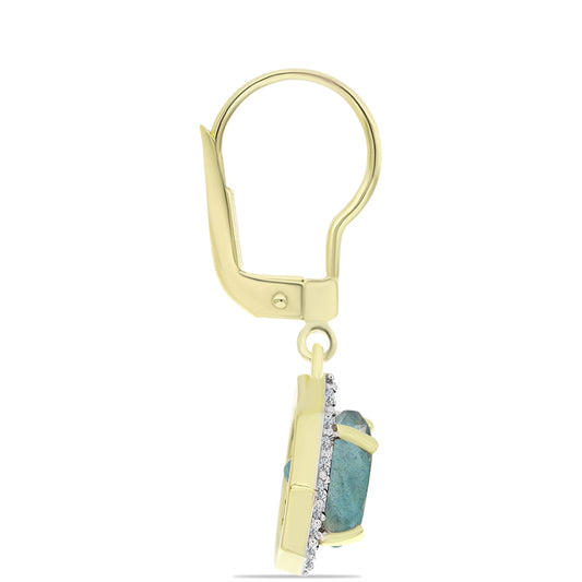 Cercei din Argint 925 Placat cu Aur ( 2.74 grame ) cu Labradorit și Topaz Alb 4.4 Carate