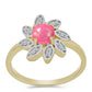 Inel din Argint 925 Placat cu Aur ( 3.19 grame ) cu Opal Etiopian Roz Lega Dembi și Topaz Alb 0.62 Carate