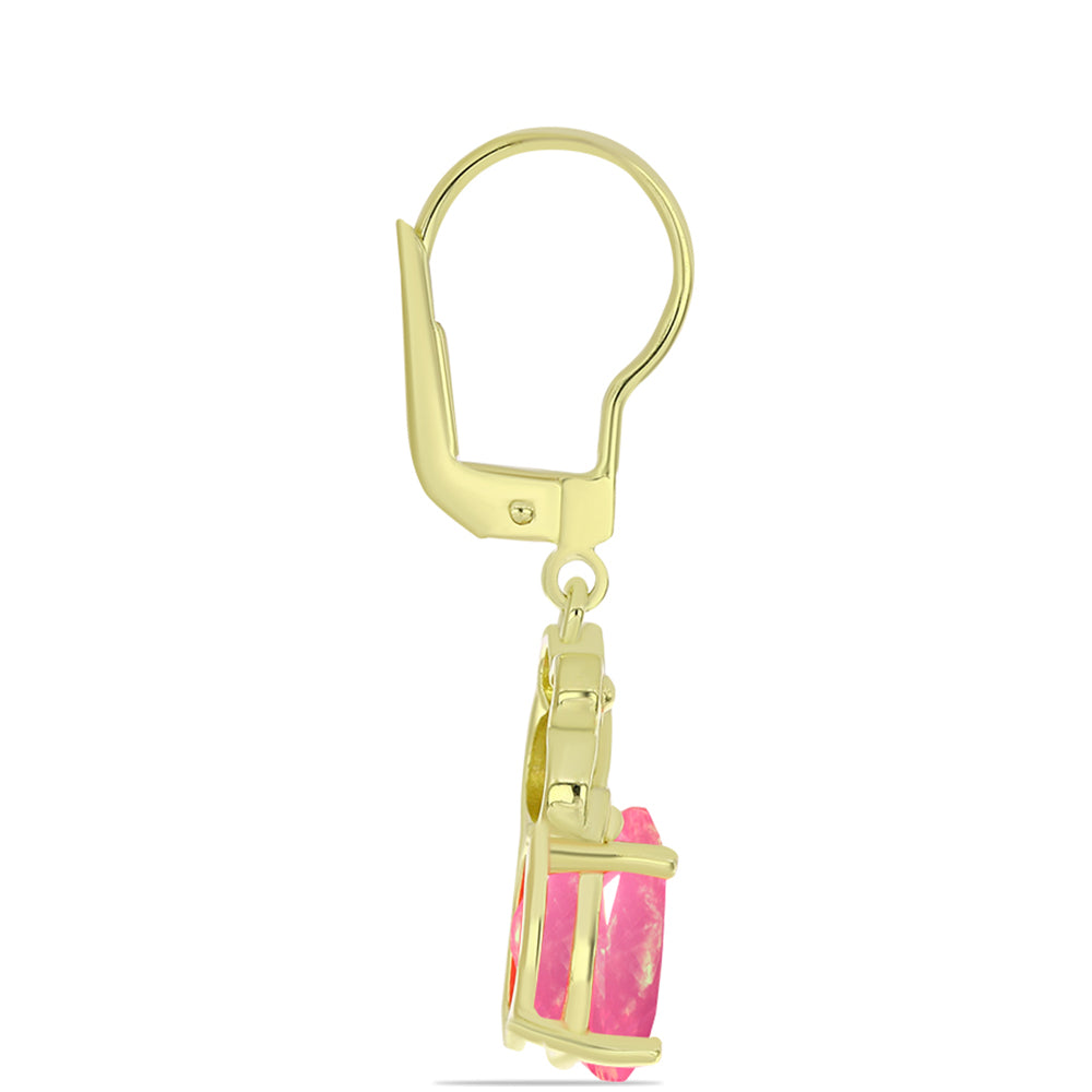 Cercei din Argint 925 Placat cu Aur ( 3.39 grame ) cu Opal Etiopian Roz Lega Dembi 2.92 Carate 2 