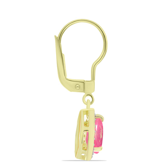 Cercei din Argint 925 Placat cu Aur ( 2.24 grame ) cu Opal Etiopian Roz Lega Dembi și Topaz Alb 1.11 Carate